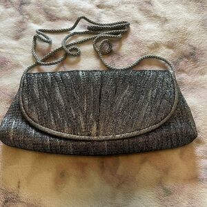 Cache Elegant Silver Evening Clutch EUC